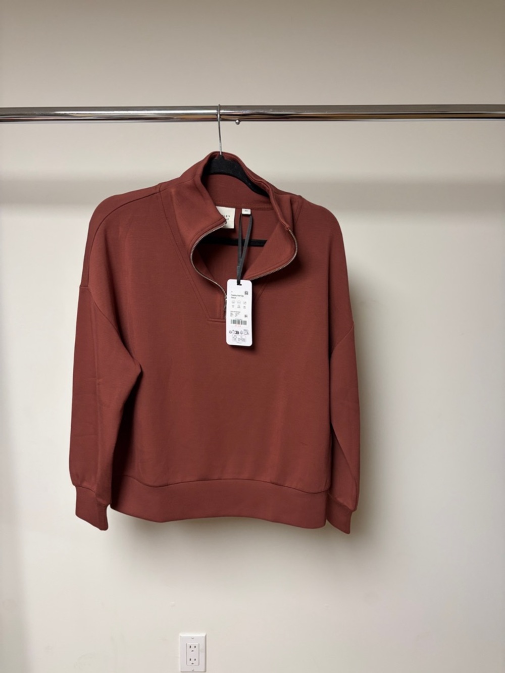 Varley Hawley half zip sweat cinnamon